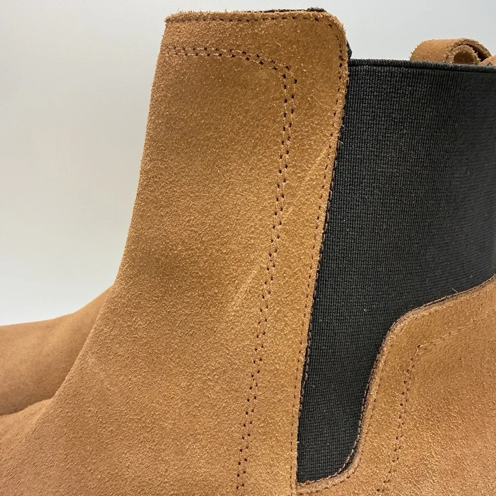 Avellini Brown Suede Chelsea Bootie Crepe Sole Made In Portugal Women's EU39/US8